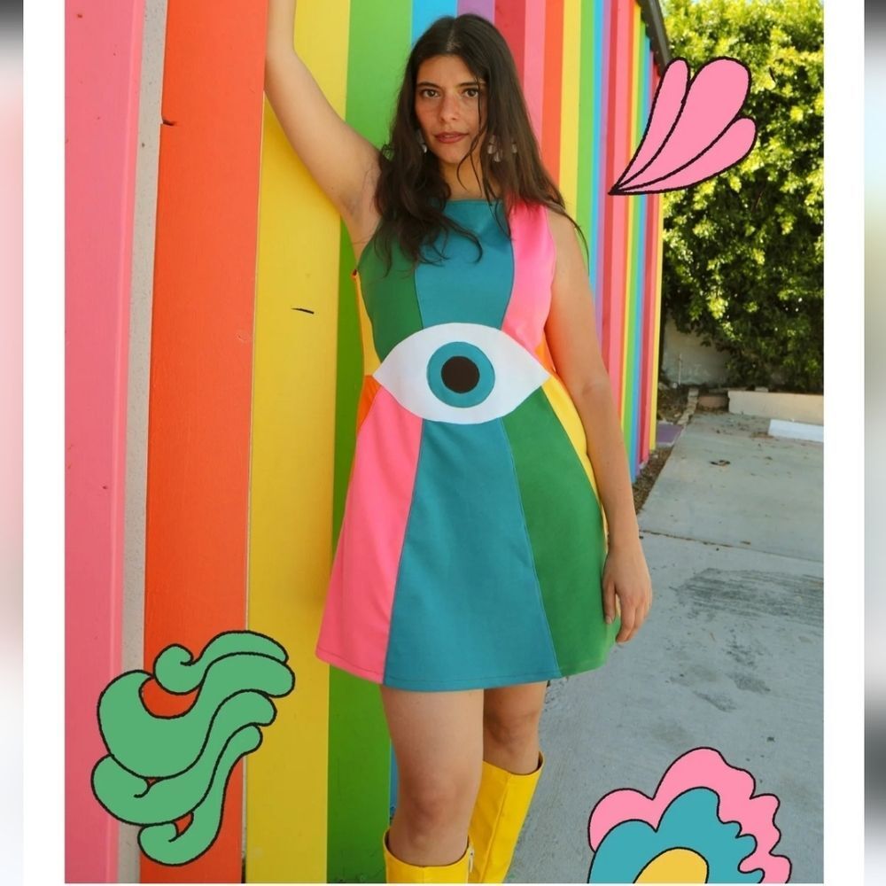 Miracle Eye Rainbow Mini-Dress Nwt Size 2XL